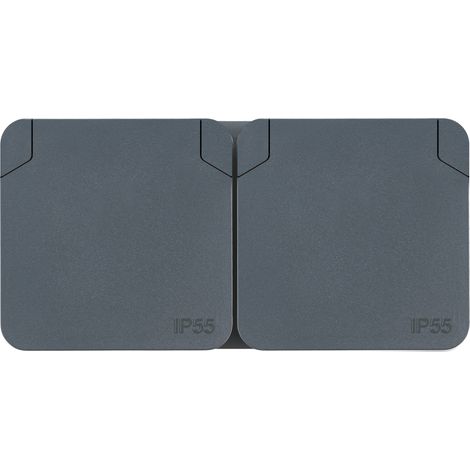 DEBFLEX - CYKLONE IP55 Prise 2P+T Double FR H Anthracite - 730421 - ORIGINE France