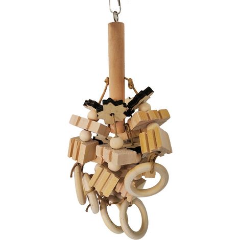 Jouet à mâcher pour oiseaux, blocs de bois naturels, cage à perroquet (1/5)