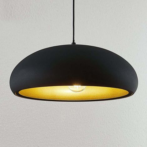 [NEUWERTIG] B-Ware Lindby Pendelleuchte Hängeleuchte Gerwina LED Lampe dimmbar schwarz/gold 40cm (1/2)