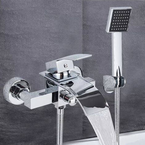 Bathroom Sink Taps with Shower Head,Modern Bath Tap with Shower Kit, Chrome Single Lever Monobloc Bathroom Shower Mixer Taps (1/5)