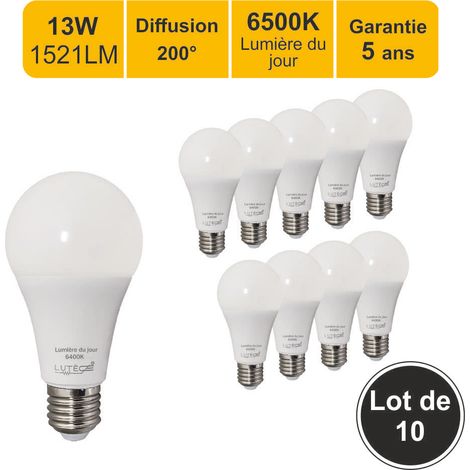 [JAMAIS UTILISÉ] Lot de 10 ampoules LED E27 13W (équiv. 100W) 1521Lm 6500K - garantie 5 ans
