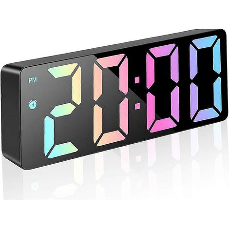 Réveil numérique, horloge de chevet numérique, affichage LED couleur, réveil électrique, horloge de chevet (1/5)