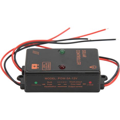 Contrôleur de panneau solaire étanche IP67, fonctionnement 24h/24, contrôleur de charge PWM 5A 6V 12V à ajustement automatique (1/5)