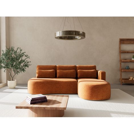 Mahina - canapé d'angle droit 4 places convertible avec coffre en tissu texturé (1/5)