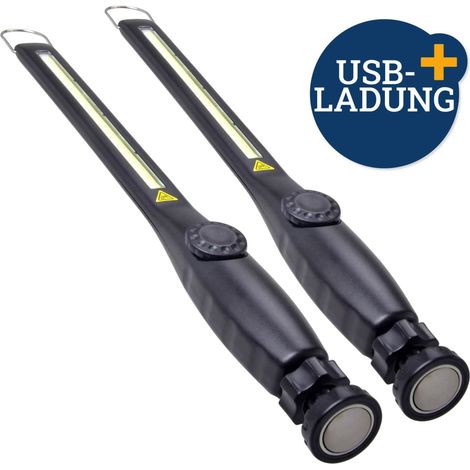 2x USB Werkstatt-Handlampe 4,5W COB LED Magnet + Haken (1/5)