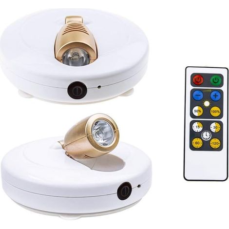 Projecteur à piles à LED pour Plafonniers/Murs/éclairage de Placard/Couloir, éclairage Télécommandé, Applique Murale Rotative à 180 °,Convient pour l'intérieur Partout,2 Pièces (1/5)