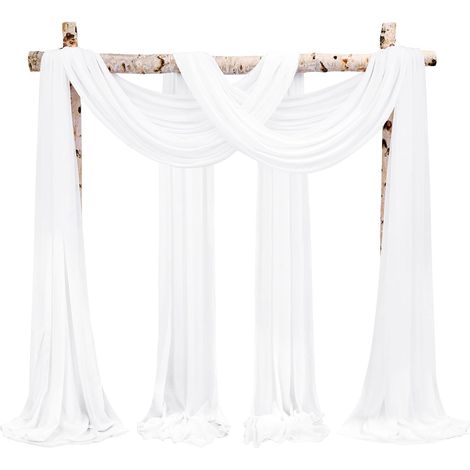Lot de 4 voilages en Mousseline pour Arche de Mariage, Blanc Naturel, 73 × 610 cm (1/5)
