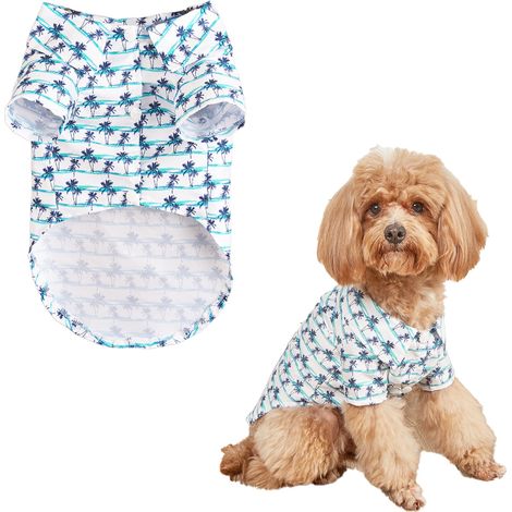 Chemise Polo Chien - Motif Feuilles De Coco Hawaïen - Veste D'Été Respirante Pour Petit Et Moyen Chien - Taille Unique (1/5)