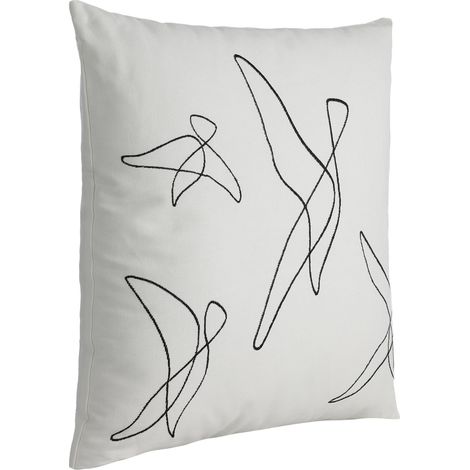 EGLO LIVING Kissen Chevery, Couch Zierkissen Vogel Motiv, Dekokissen minimalistisch aus Baumwolle und Polyester in Weiß und Schwarz, Kissenbezug bestickt mit Inlett, Sofakissen 45x45 cm (1/5)