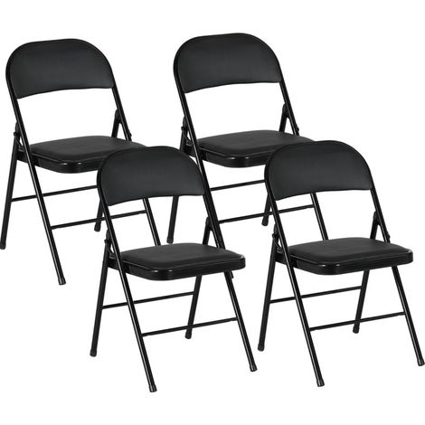 Set di 4 sedie pieghevoli in metallo e similpelle nera HOMVRA (1/4)