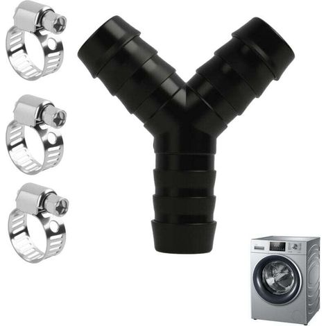 Raccord en Y CV2 pour tuyaux d'évacuation avec attaches de câble incluses, raccordement pour évacuation de machine à laver, raccord triple pour tuyaux, convient aux machines à laver et lave-vaisselle, (1/4)