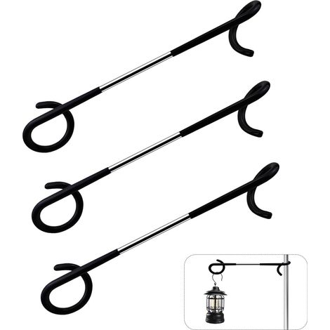 BEBUSINGOTO 3 Pcs Crochet de Lanterne pour Camping, Support de Lampe pour mât de Tente, Crochets de Lanterne de Camp Multi-Usages, Crochets Support de Lanterne en Forme de S pour Jardin, Camping (1/5)