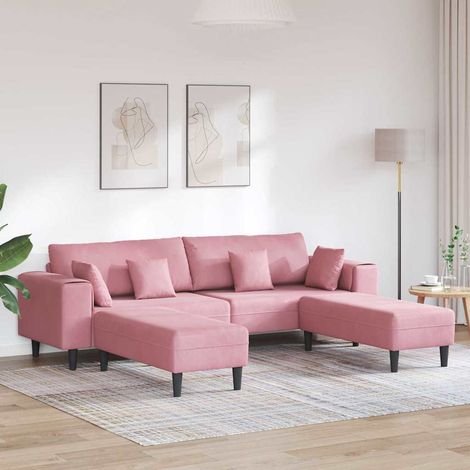 Sofá 3 pcs Rosa 250 x 188 x 76 cm Terciopelo vidaXL (1/5)