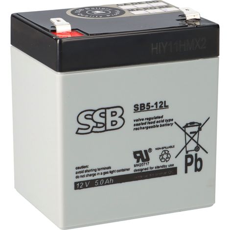 SSB Battery SB5-12L AGM Bleiakku 12V 5Ah T2 / Faston 6,3 mm (1/5)