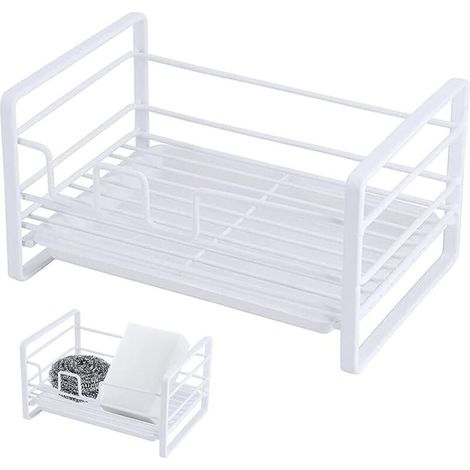 Porte-éponge pour évier de cuisine, panier de rangement pour évier de cuisine, organisateur d'évier de cuisine, rangement d'évier de cuisine, porte-savon, porte-éponge de cuisine avec égouttoir amovib (1/5)