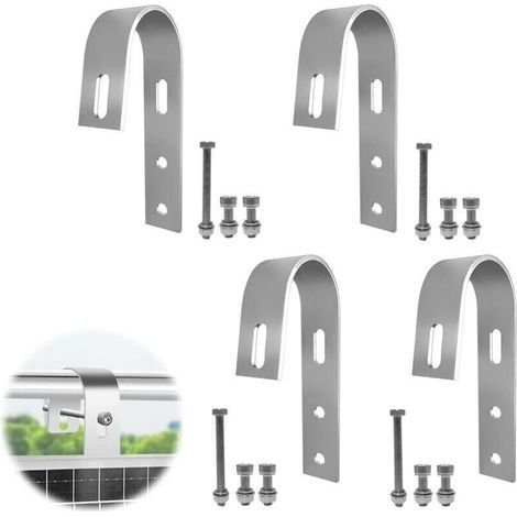 4-Piece Solar Panel Mounting Hooks, Solar Panel Brackets, Stainless Steel Hooks for Railings, for Balcony Solar Installation (1/4)