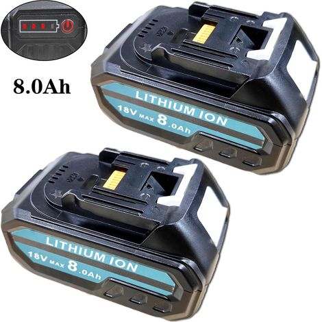 Batteries ,2 X 18V 8.0Ah Lithium Battery with LED Indicator, Compatible with Makita 18V Cordless Power Tool & Charger,Replacement Battery For BL1860B BL1860B BL1850B BL1840 BL1840B BL1830 LXT-400 etc.