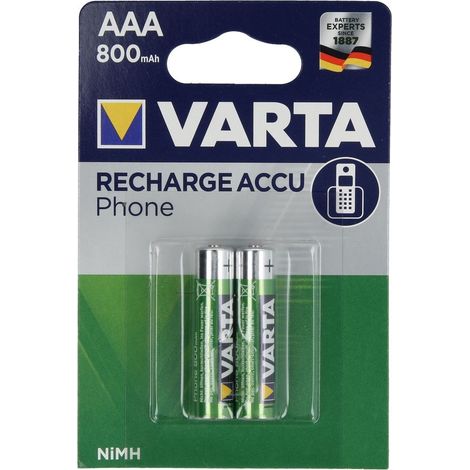 Varta RECH.AC.Phone AAA800mAh BLI2 Batteria ricaricabile Ministilo (AAA) NiMH 800 mAh 1.2 V 2 pz.