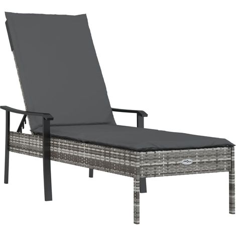 Maison Exclusive - Lettino Prendisole con Cuscino Grigio in Polyrattan