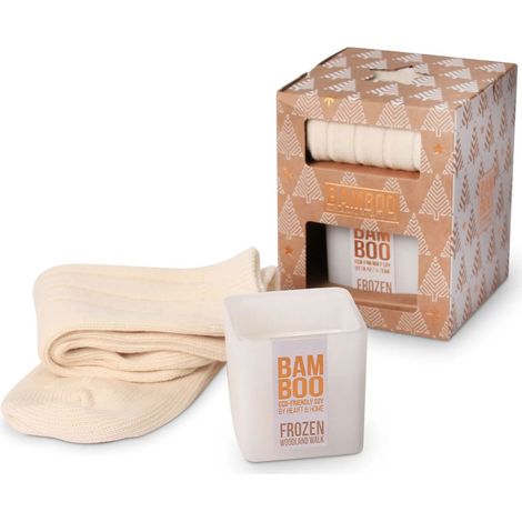 Coffret cadeau bougie Sous Bois Givré et paire de chaussettes (1/5)
