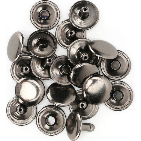 200 Rivets à Double Capsule Rondes Clous Boutons pour Jeans Cuir Chaussures Sacs Vêtements 12x10mm Noir (1/5)