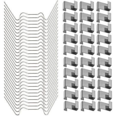 FENOPLASTICA120 Pcs Clips de fixation pour vitre de verre à effet de serre en acier inoxydable (avec 60 clips de fil W pour vitrage en serre et 60 clips de chevauchement en Z pour vitrage de serre) (1/5)