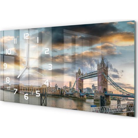 Horloge Murale Panoramique en Verre 60x30 cm Décorative Moderne Salon Cuisine Tower Bridge, Londres (1/5)