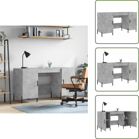 Bureau gris béton 140x50x75 cm bois d'ingénierie - Bureau D'étude - Bureau Design - Bureau Compact - Bureau Moderne - Meuble De Bureau