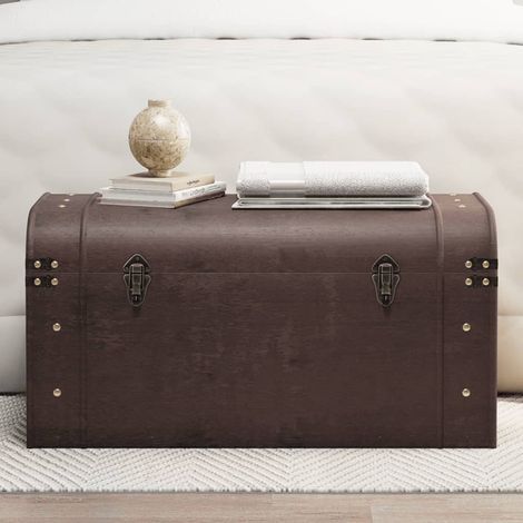 vidaXL Treasure Chest with Latches Dark Brown 79.5x39.5x39.5 cm Plywood (1/5)