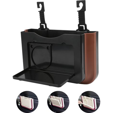 Boîte de rangement pliable pour voiture, noire et marron. (1/5)