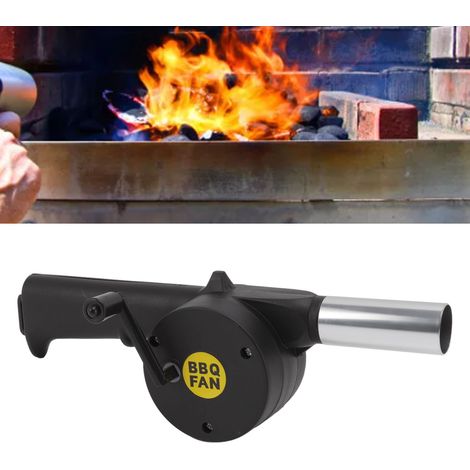 Souffleur d'Air Mini Portatif BBQ - Résistant Haute Température - Facile à Nettoyer - Noir - Torche Culinaire 304 Inclus - Kit Ventilation Barbecue Camping (1/5)