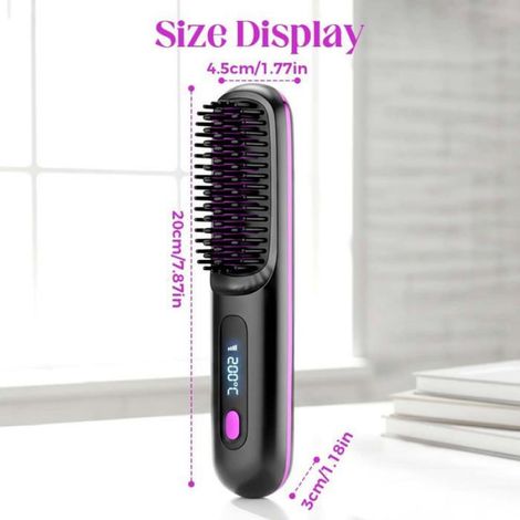 1 Brosse lissante sans fil, 3 températures, chauffage 20s, écran LED, pour cheveux courts (1/5)