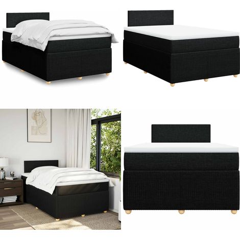 vidaXL Sommier à lattes de lit avec matelas Noir 120x200 cm Tissu (1/5)