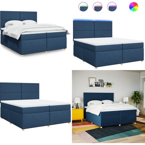 Giroletto a Molle con Materasso Blu 200x200 cm in Tessuto - Materasso a molle insacchettate - Letto a molle