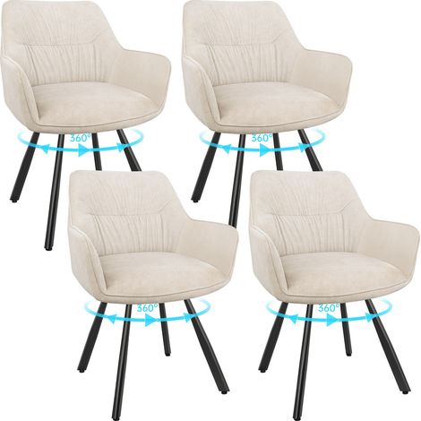 LEWE Lot de 4 Chaise Pivotante à 360°, Chaise Salle à Manger Scandinave, Fauteuil de Cuisine en Velours, Kaki (1/5)