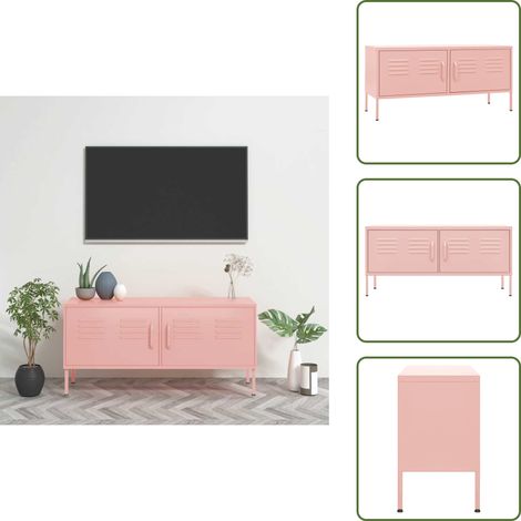 TV-Schrank Rosa 105x35x50 cm Stahl - TV Schrank - Rosa - Metallregal - Fernsehtisch - Livingroom Dekoration (1/5)