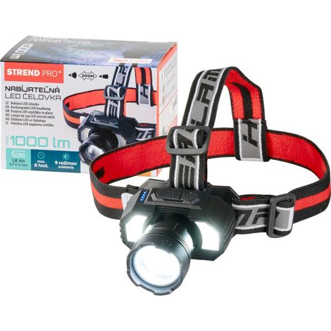 Stirnlampe Strend Pro Headlight XL121807, LED, 1000 lm, ZOOM, 1800 mAh, USB-Ladefunktion (1/5)