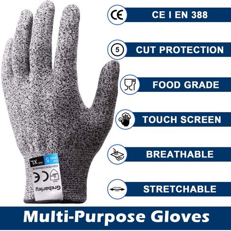 Gant Anti-Coupe - Niveau de Protection 5 - Tricot Sans Couture 13 Gauge - Pour Cuisine Jardin Bricolage Extérieur - 1 Paire