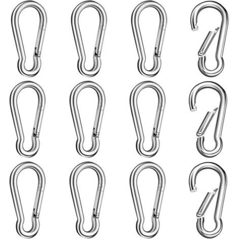 Pair Mousquetons Acier Inoxydable   Lot de 12   Résistants, Multi usages pour Sport, Camping, Animaux