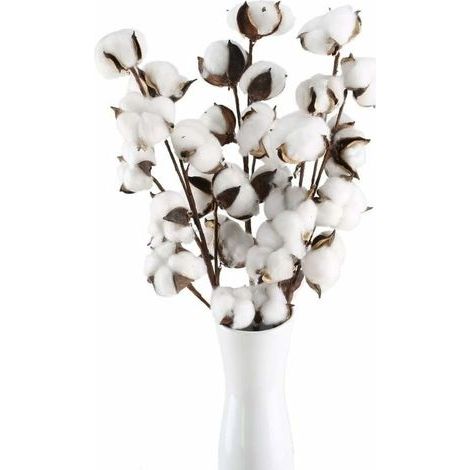 Fleurs artificielles en coton naturel – Lot de 3 tiges avec 10 têtes – Boules de 5,5-7,5cm – Décoration mariage et balcon (1/5)