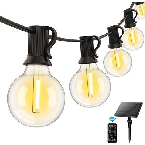 Lichterkette für den Außenbereich, 9,5 m, 25 G40-Glühbirnen, bruchsicher, wasserdicht, dimmbar, zum Aufhängen, verbindbar, LED-Kugeln, für Garten, Bistro, Veranda, Terrasse, Balkon (1/4)