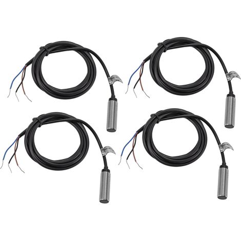 Lot de 4 capteurs de proximité inductifs de 12 mm de diamètre, à contact NPN, 3 fils, alimentation 6-36 V CC, plage de mesure de 2 mm. (1/5)