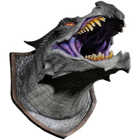 Décoration Murale de Dragon  Support Mural tête de Dragon avec lumières et pulvérisation, Art Fantastique Effrayant avec Yeux Lumineux LED, décoration d'halloween pour Bureaux (1/5)