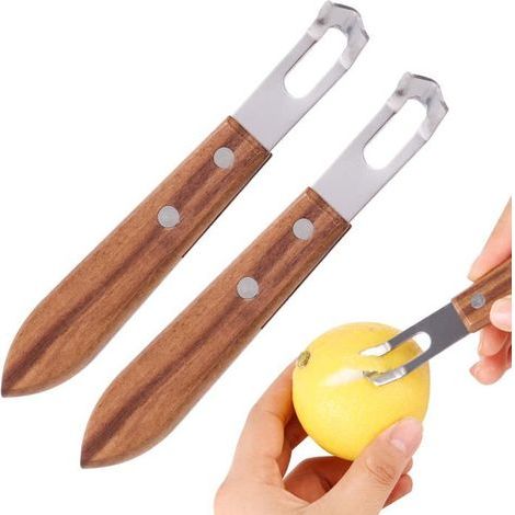 BelleRise – Ein Set aus 2 Zitronenschälern, 14 x 2 cm, aus Edelstahl und Holz, einfach und praktisch. (1/5)