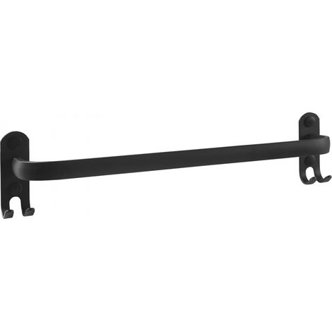 Toallero de pared monoposte con gancho, apto para cocina y baño, 30 cm, negro. (1/5)