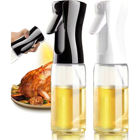 Ölsprüher. Ölspray pour la Cuisine d'Huile 2 Pièces Spray d'huile d'Olive Salade Öilspender pour l'Huile de table et de Essigsprüher（Blanc + Noir） (1/4)