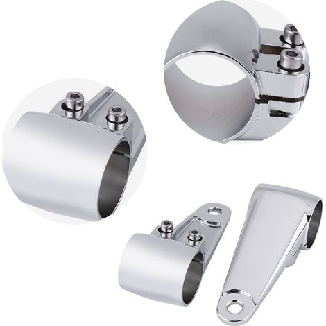 2 pièces Support de Phare Moto Chromé Montage Latéral Fourche Avant pour Tube Fourche 35mm-41mm (1/5)