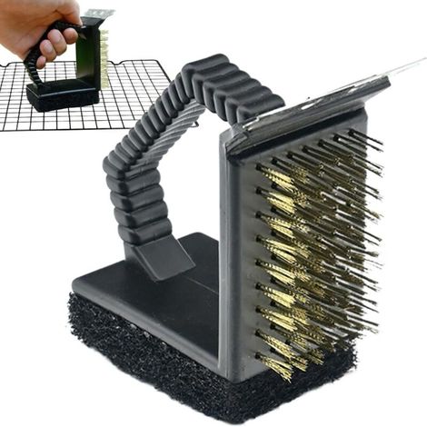 Grill Cleaning Brush, Outdoor BBQ Cleaner, Right Angle Copper Wire Scraper Tool for Outdoor Cooking, Grilling, Smoking, Ovens, Deep Fryers, and Baking (1/5)