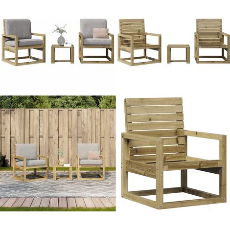3-tlg. Garten-Lounge-Set Kiefernholz Imprägniert - Gartensitzgruppe - Gartenloungesessel - Holzmöbel - Gartenmöbel Set - Kiefernholz Möbel - Home & Living