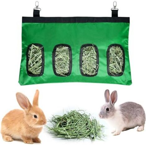 Sac à foin pour lapins, chinchillas et hamsters, avec 4 fenêtres